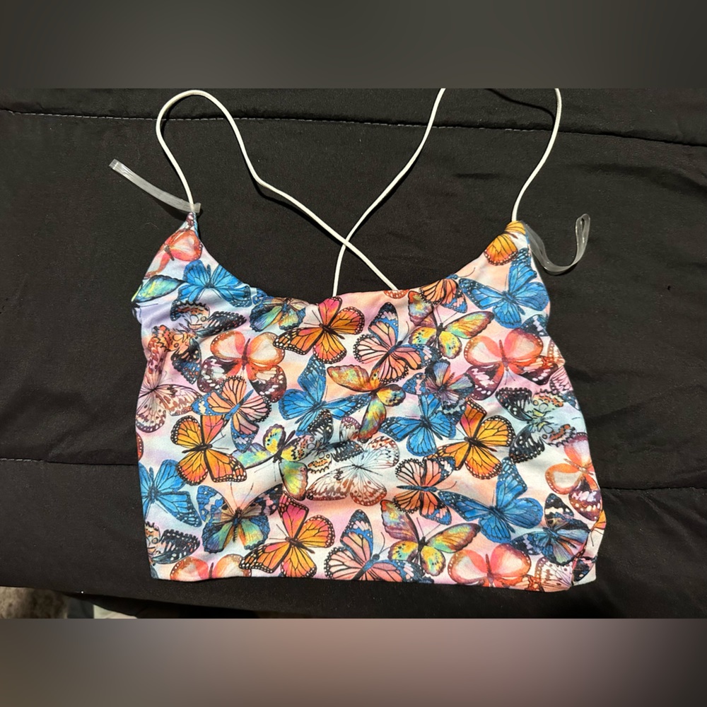 butterfly crop top ! size small